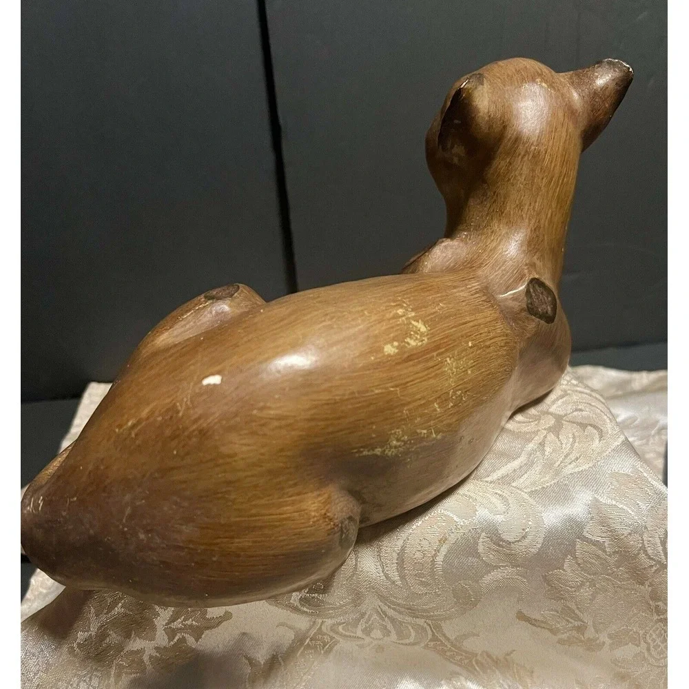Vintage MCM Rustic Faux Wood Wooden Siamese Handcarved Cat 11